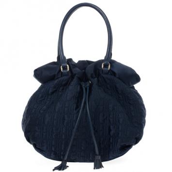Pre Owned Carolina Herrera Drawstring Monogram Shoulder Bag