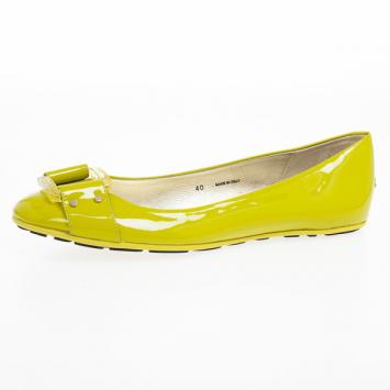 Jimmy Choo Green Patent Morse Ballet Flats Size 40