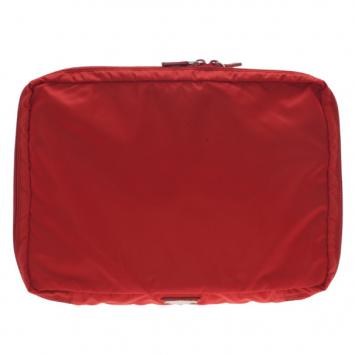 Prada Red Nylon Zip Top Travel Case