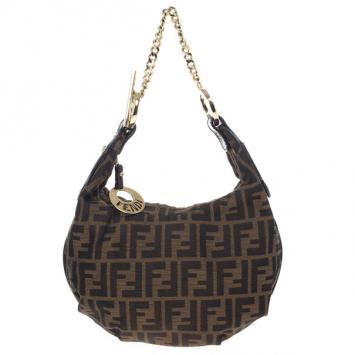 Pre Owned Fendi Zucca Chef Chain Link Hobo