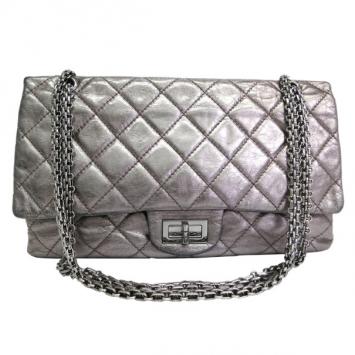 Chanel Grey Lambskin Jumbo 2.55 Flap Bag