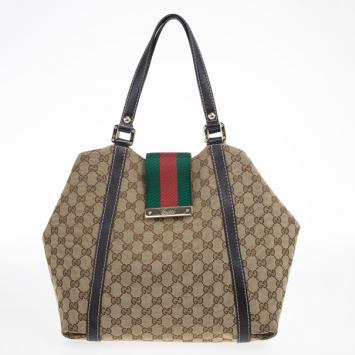 Pre Owned Gucci GG Monogram New Ladies Web Medium Tote