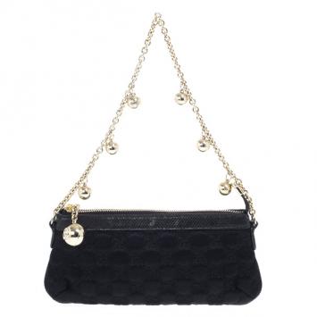 Gucci Black Signature “GG” Canvas Chain Link Pochette 