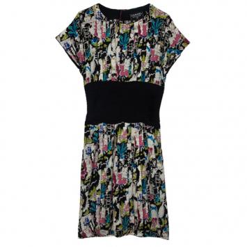 Chanel Ruched Waist Printed Dress S