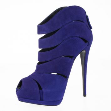Giuseppe Zanotti Purple Suede Wave-Cutout Booties Size 41