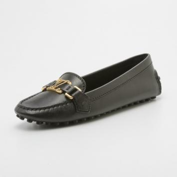 Louis Vuitton Black Leather Oxford Loafers Size 37