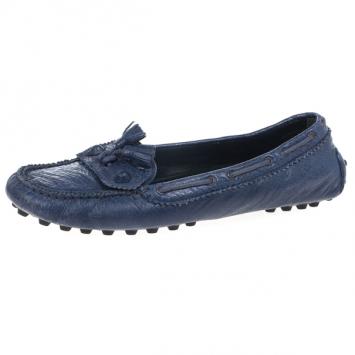 Balenciaga Blue Leather 'Arena' Tassel Loafers Size 39.5