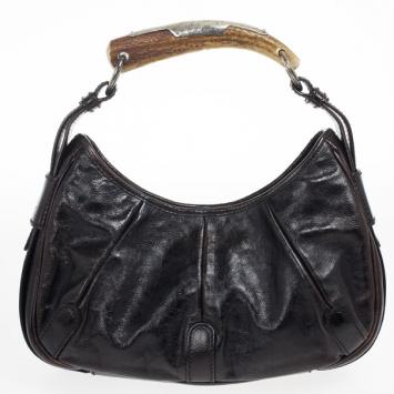 Saint Laurent Paris Black Leather Mombasa Hobo