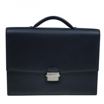 Pre Owned Cartier Black Leather Pasha Briefcase