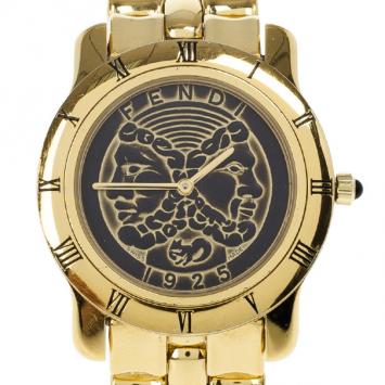 Fendi Janus Gold Plated Womens Watch 35 MM
