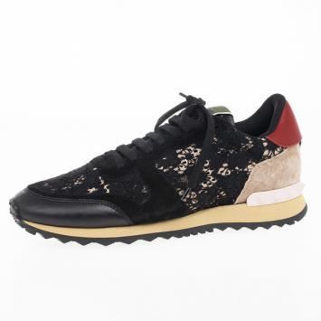 Valentino Black "Macramé Lace" Sneakers Size 39