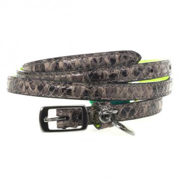Stella McCartney Neon Green Python Print Skinny Belt 70 CM