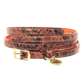 Stella McCartney Orange Python Print Skinny Belt 80 CM