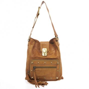 Chloe Brown Leather Tassel Hobo Bag
