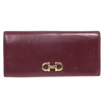 Pre Owned Salvatore Ferragamo Gancini Bordeaux Continental Wallet