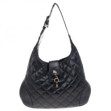 Burberry Black Quilted Leather 'Brooke' Hobo 