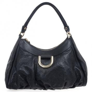 Pre Owned Gucci Black Guccissima ‘D Gold’ Hobo