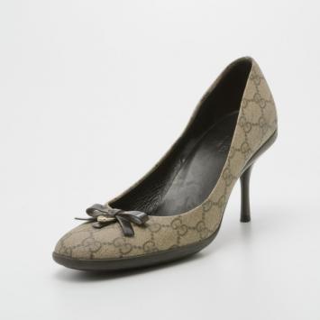 Gucci Guccissima Canvas Bow Pumps Size 39