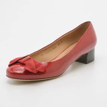 Salvatore Ferragamo Red Patent Bessy Block Heel Pumps Size 39