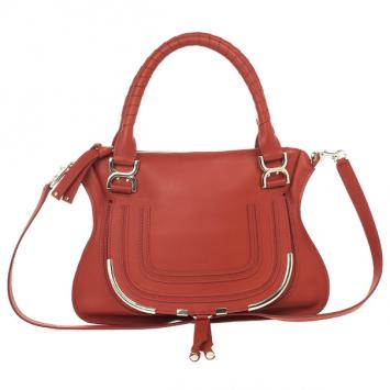 Pre Owned Chloe Red Marcie Hobo Medium Bag