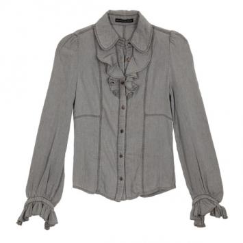 Balenciaga Denim Ruffle Shirt S