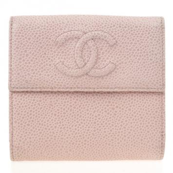 Chanel Pink Caviar Leather Compact Wallet 