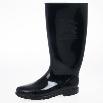 Burberry Black Equestrian Knight Rain Boots Size 38