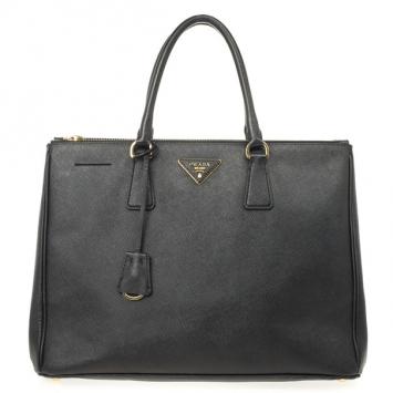 Prada Saffiano Black Lux Double-Zip Tote