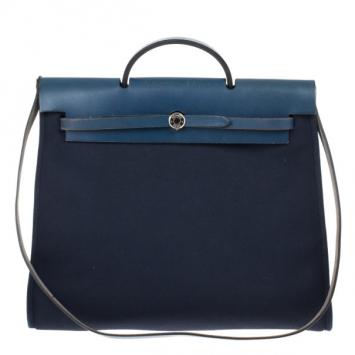  Hermes Herbag Midnight Blue MM Convertible Satchel