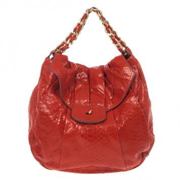 Zagliani Red Matte Python JJ Bag