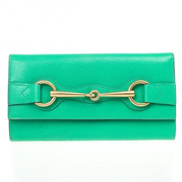 Gucci Seafoam Leather Continental Wallet With Horsebit