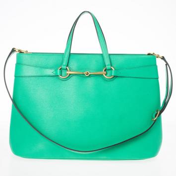 Gucci Seafoam Leather Bright Bit Large Tote