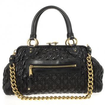 Marc Jacobs Black Quilted Leather Stam Satchel