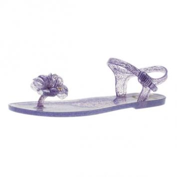 Chanel Purple Jelly Camellia Flower Sandals Size 40