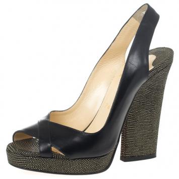 Christian Louboutin Black Leather Morphea Slingback Sandals Size 36