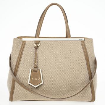 Pre Owned Fendi Beige Canvas 2Jours Tote