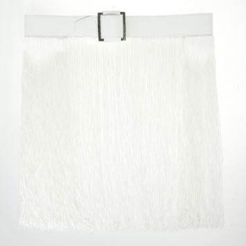 Stella McCartney Wide White Faux Leather and Fringe Belt Size 75 CM