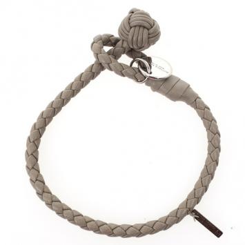 Bottega Veneta Beige Woven Intrecciato Leather Knot Bracelet 25 CM