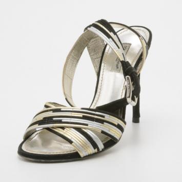 Dolce and Gabbana Metallic Ankle Wrap Sandals Size 36