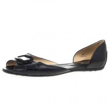 Tod's Black Leather D'orsay Ballet Flats Size 39