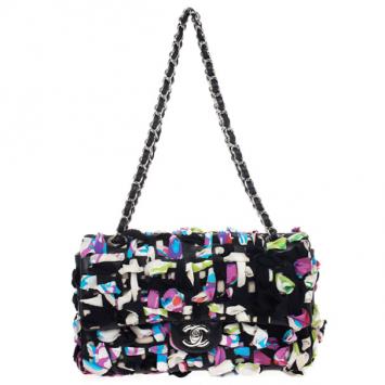 Chanel Limited Edition Scarf-Woven Lambskin Classic Flap Bag