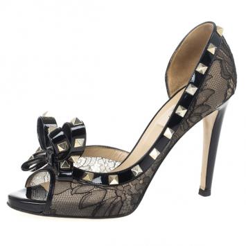 Valentino Rockstud Lace Bow D'orsay Pumps Size 37.5