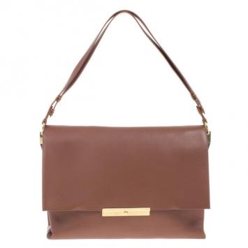 Celine Beige Calfskin Leather Blade Flap Bag