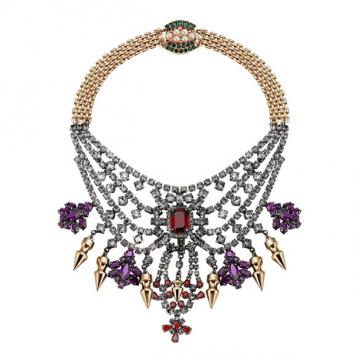 Mawi Tiered Crystal Necklace With Spikes
