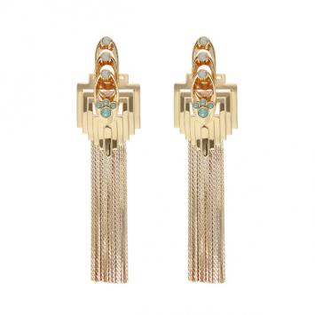 Mawi Rose Gold Flapper Fringe Earrings