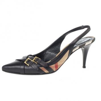 Burberry Novacheck Buckle Slingback Sandals Size 38
