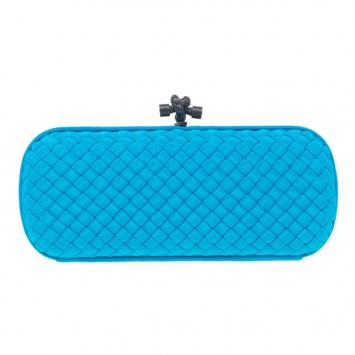 Bottega Veneta Blue Intrecciato Stretch Knot Clutch