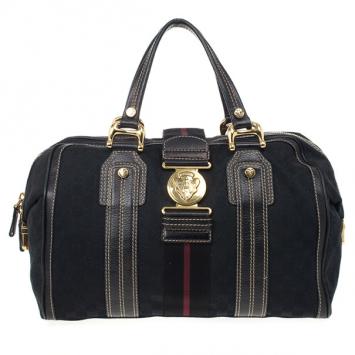 Gucci Black Monogram Aviatrix Large Boston Bag