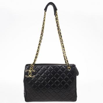 Chanel Black Vintage Quilted Lambskin Shoulder Bag