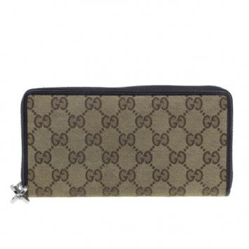 Gucci Brown Canvas Interlocking G Zip Around Continental Wallet